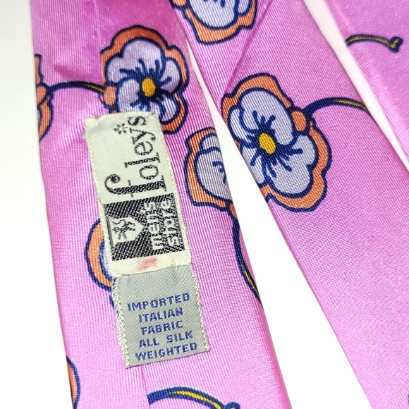Peter Max Silk Tie Pink Floral Print Signed Pop Art Rare Vintage Collectible - Picture 2 of 11